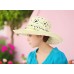 Wide Brim Crochet Toyo Straw Accent w/ Beaded Band - Natural - HT-8202NT